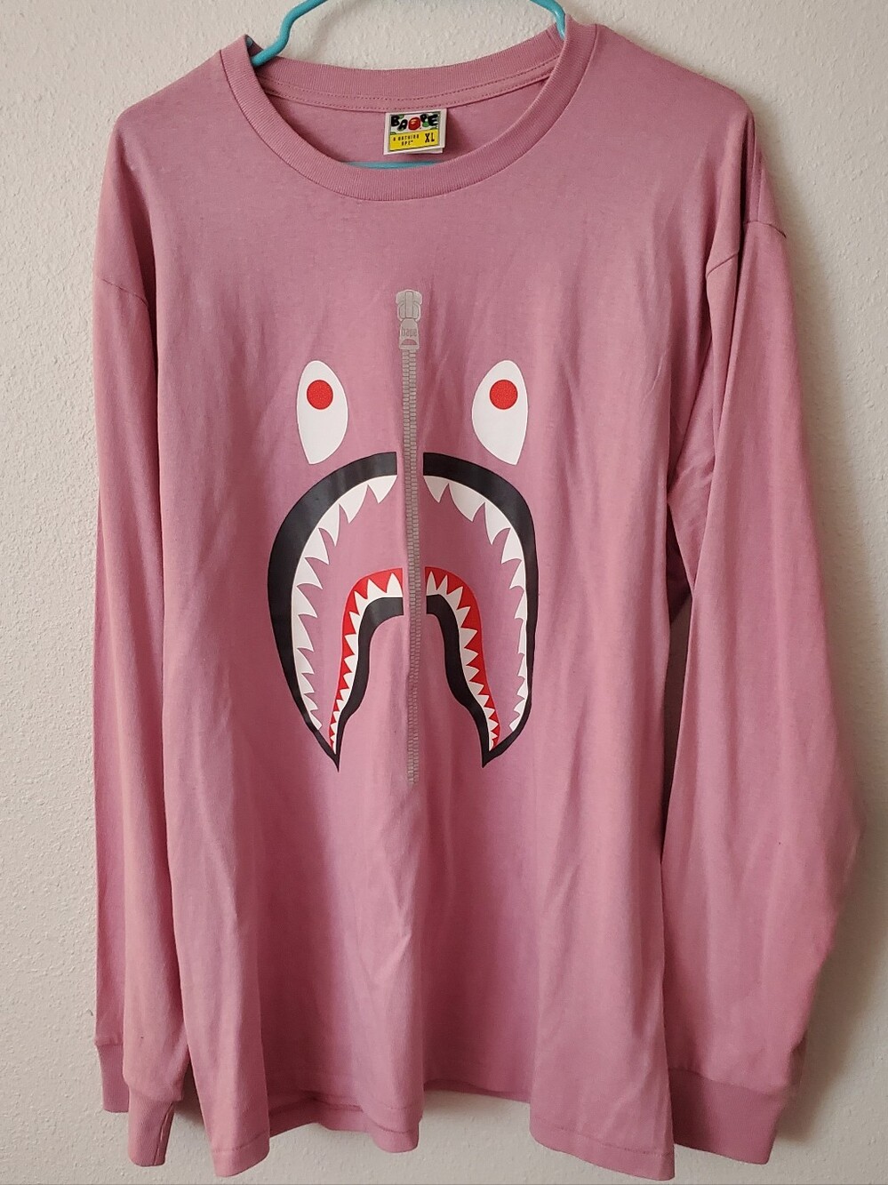 Bape Pink Shark Long Sleeve Tee XL